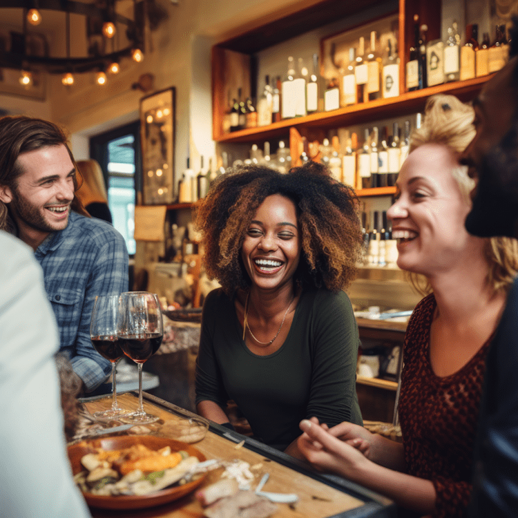 group of people having dinner at a restaurant