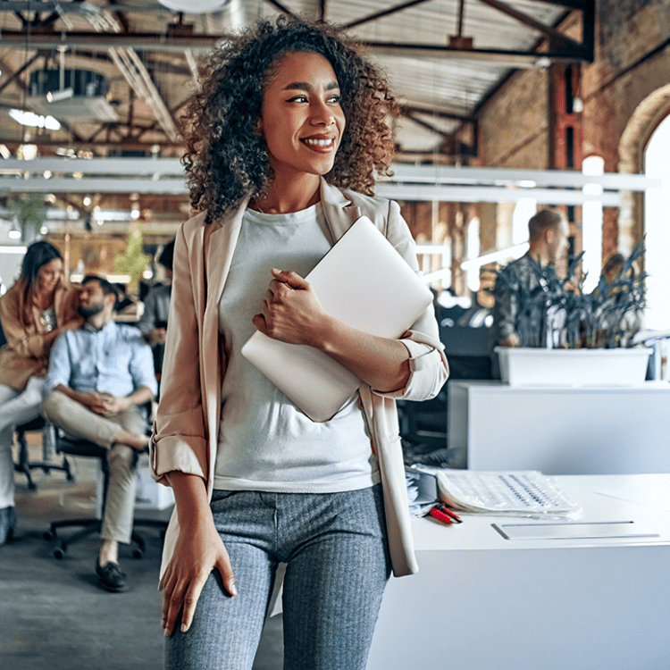 woman standing in an office