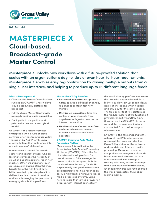 Masterpiece X Datasheet DS-PUB-3-0950B-EN Thumbnail